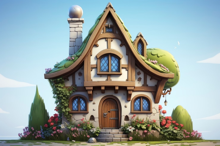 Gratis Foto 3d-weergave van een huisje