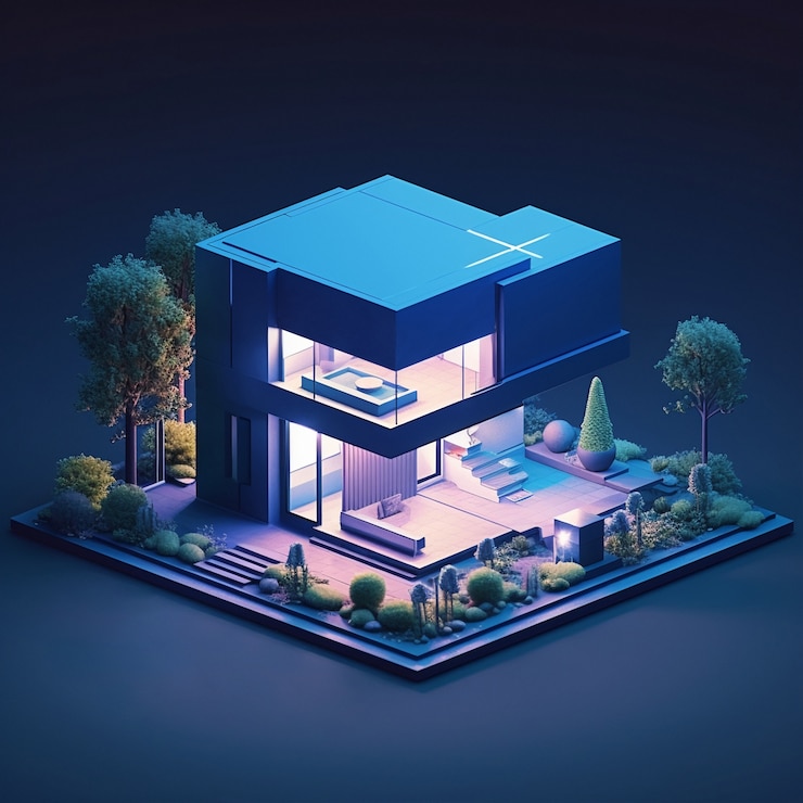 Gratis Foto 3d-weergave van een isometrisch huis