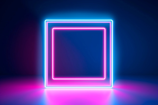 Gratis foto 3d-weergave van een vierkante neon achtergrond