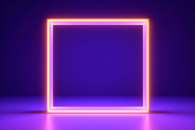 Gratis foto 3d-weergave van een vierkante neon achtergrond