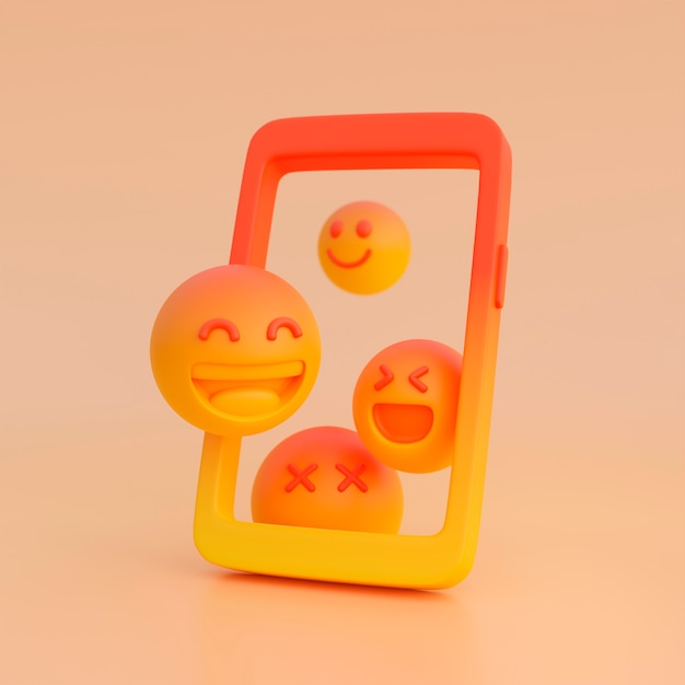 3D-weergave van gele emoji