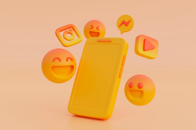 3D-weergave van gele emoji