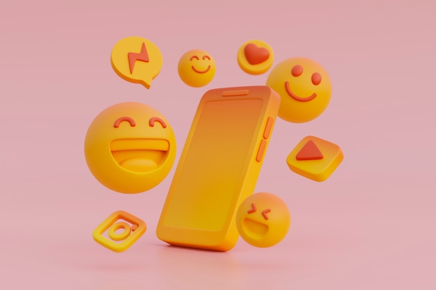 3D-weergave van gele emoji