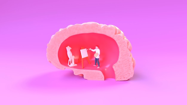 3D-weergave van het concept van de menselijke hersenen