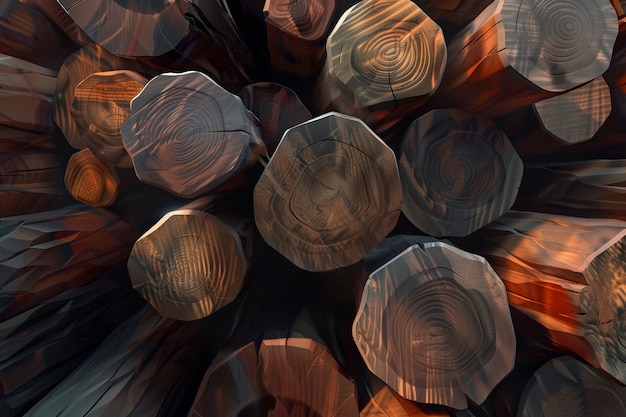 3D-weergave van houtblokken