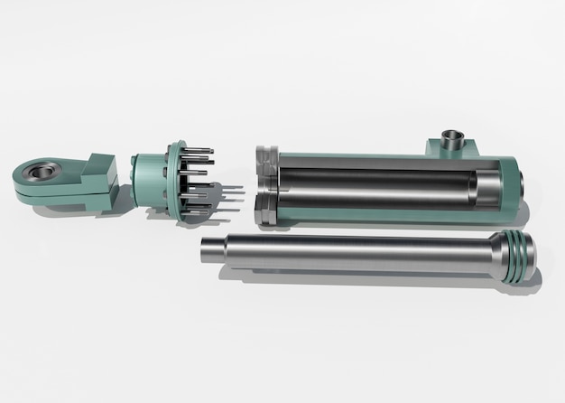 3D-weergave van hydraulische elementen