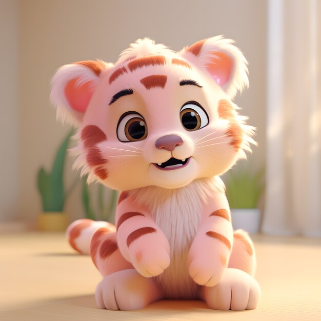 3D-weergave van jonge tijger
