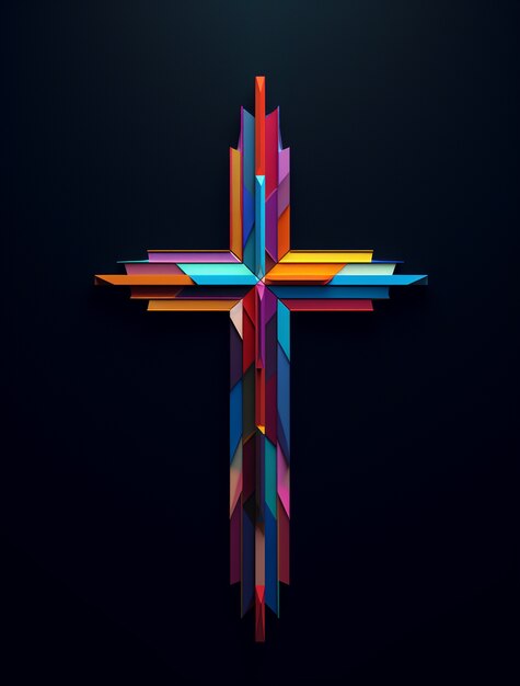 3D-weergave van kleurrijk kruis