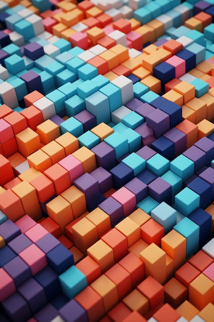 3d-weergave van kleurrijke kubussen