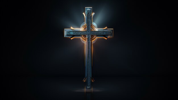 3D-weergave van kruis op zwarte achtergrond