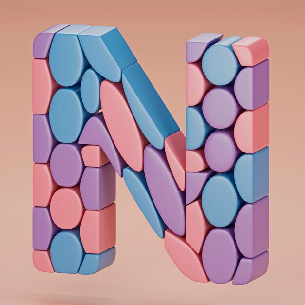 3D-weergave van letters van het alfabet