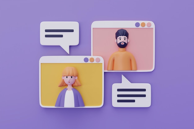3D-weergave van mensenavatars in een zoomoproep