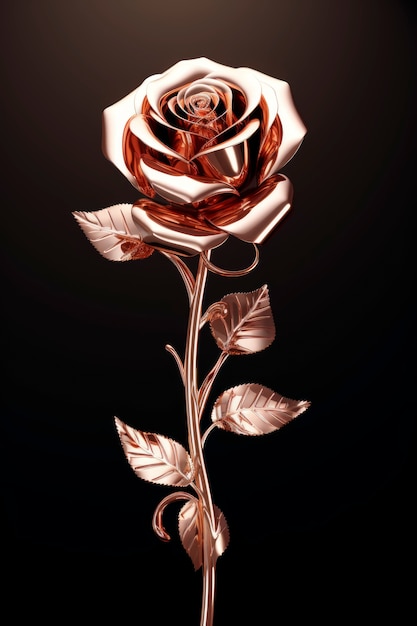 3D-weergave van metalen roos