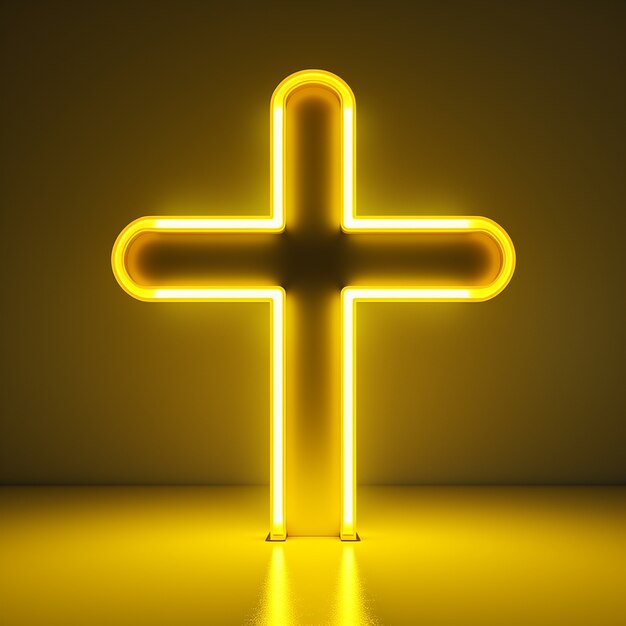 3D-weergave van neon kruissymbool