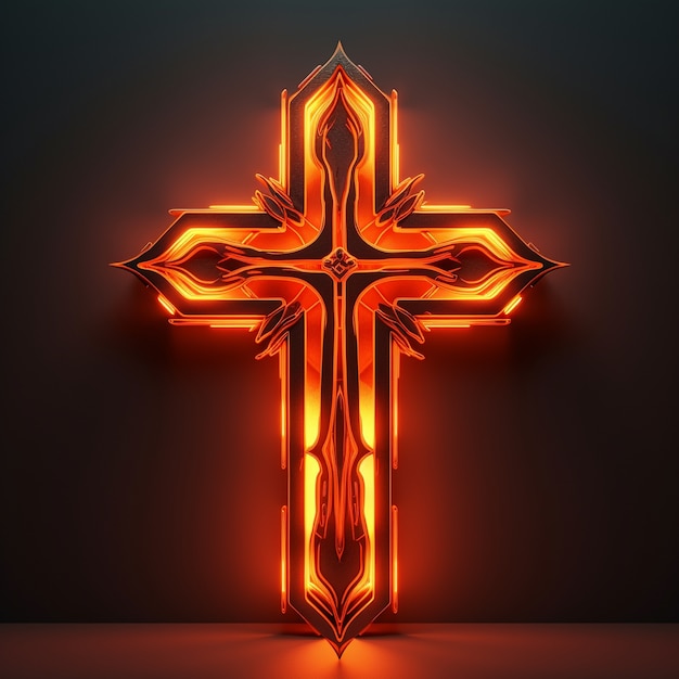 3D-weergave van neon kruissymbool