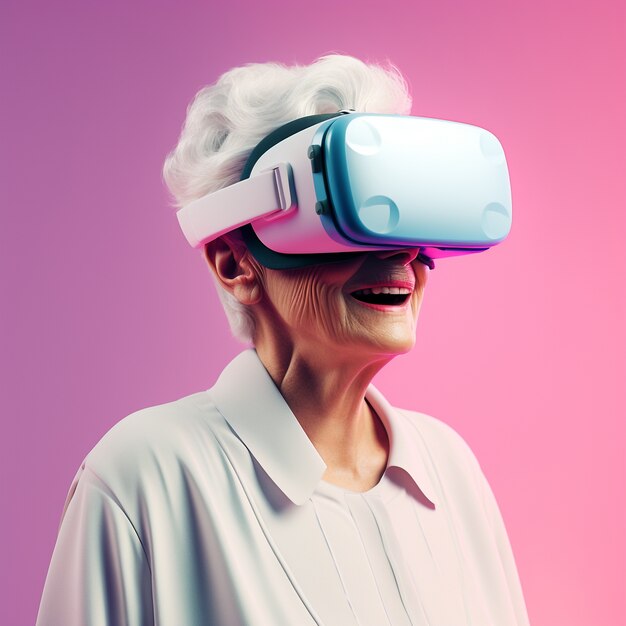 3D-weergave van oma met vr-bril