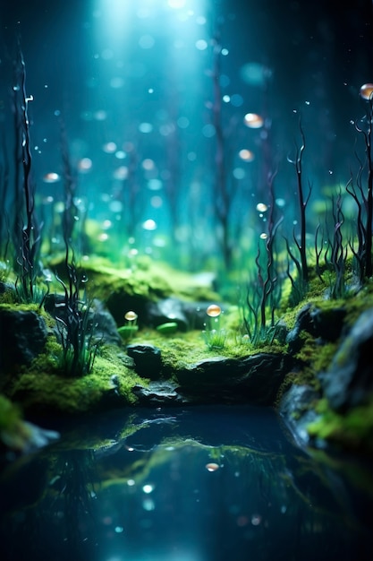 Gratis foto 3d-weergave van onderwaterlandschap