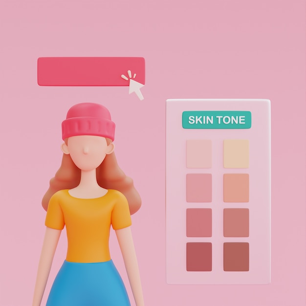 3D-weergave van online avatar-ontwerp