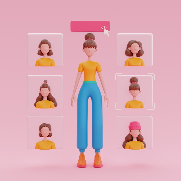 3D-weergave van online avatar-ontwerp