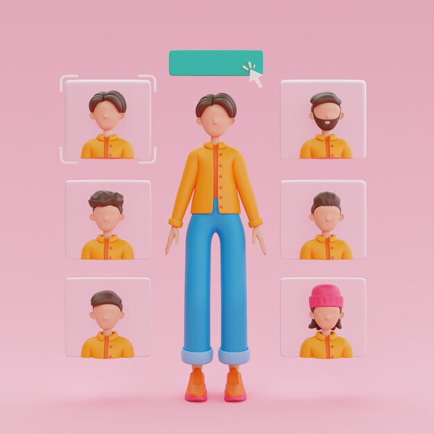 3D-weergave van online avatar-ontwerp