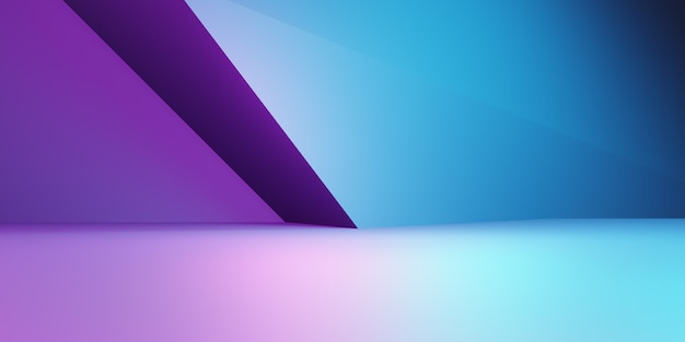 3d-weergave van paarse en blauwe abstracte geometrische achtergrond scène voor reclame productweergave
