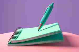 Gratis foto 3d-weergave van pen met notitieboekje