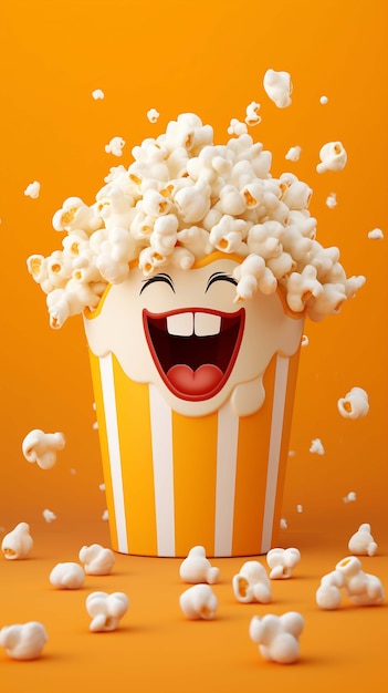 Gratis foto 3d-weergave van popcorn-karakter