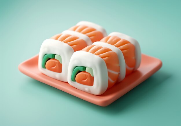 3D weergave van sushi