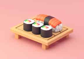 Gratis foto 3d weergave van sushi