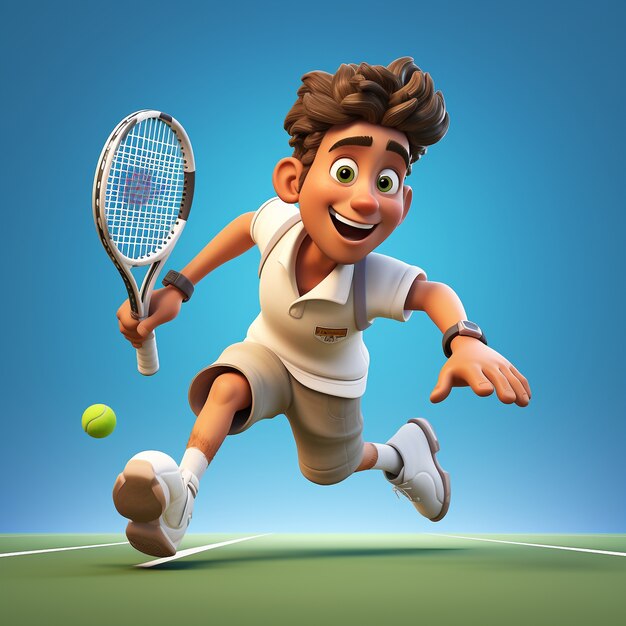 3D-weergave van tennisspeler