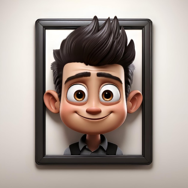 Gratis foto 3d-weergegeven illustratie van een cartoon personage met gezicht in beeldframe