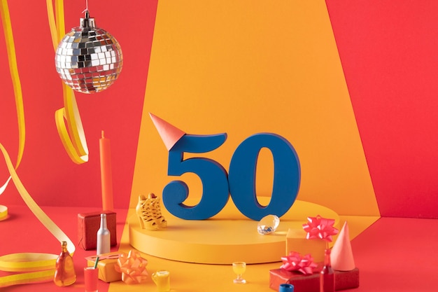 50ste verjaardagsarrangement met feestelijke versieringen