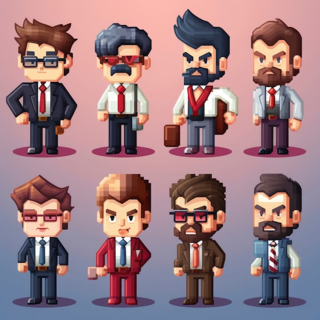 Gratis foto 8-bits personages gaming assets