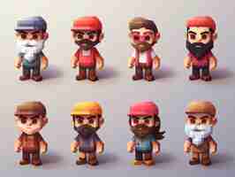 Gratis foto 8-bits personages gaming assets