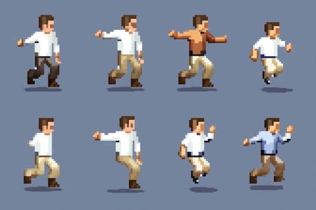 Gratis foto 8-bits personages gaming assets