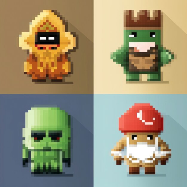 8-bits personages gaming assets