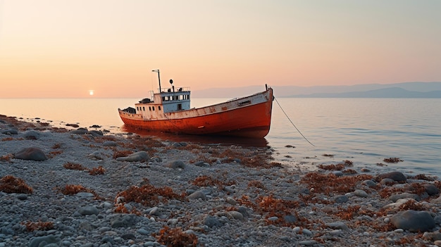 Aan het strand van Cyprus ligt een oud schip met een roestige gevel dat verhalen vertelt over zijn reizen door de tijd.