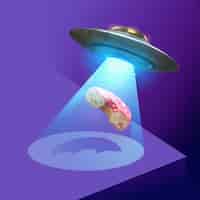 Gratis foto aankomst van aliens-concept met donut