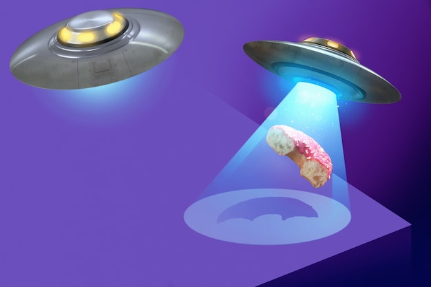 Aankomst van aliens-concept met heerlijke donut