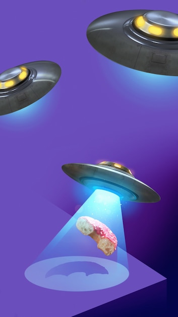 Gratis foto aankomst van aliens-concept met smakelijke donut