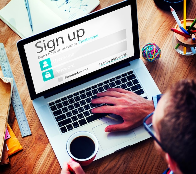 Aanmelden Registreren Online Internet Web Concept