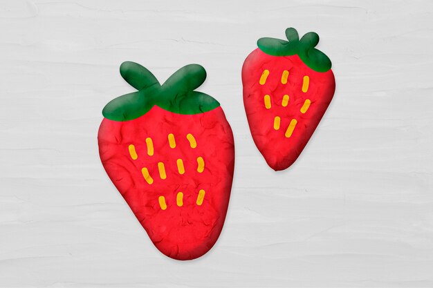 Aardbeien in plasticine klei-stijl