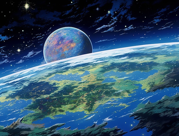 Gratis foto aarde afgebeeld in anime-stijl