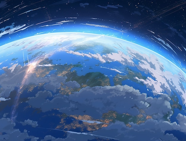 Gratis foto aarde in anime-stijl