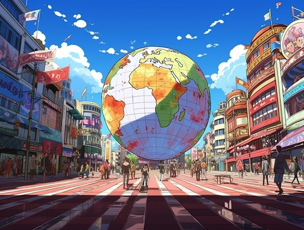 Aarde in anime-stijl