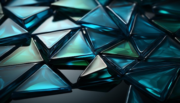 Abstract blauw patroon met glanzende geometrische vormen en levendige kleuren gegenereerd door kunstmatige intelligentie