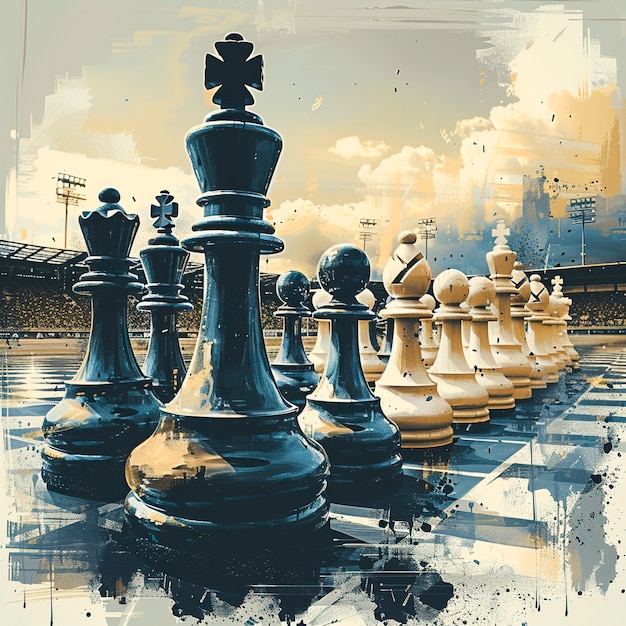 Gratis foto abstract chess pieces in digital art style