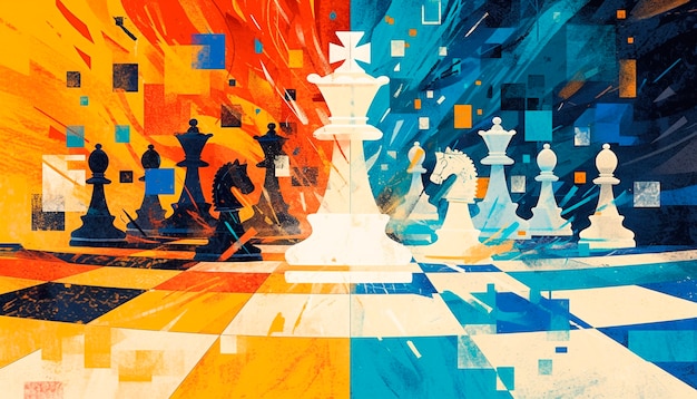 Gratis foto abstract chess pieces in digital art style