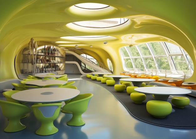 Abstract futuristisch schoolklaslokaal