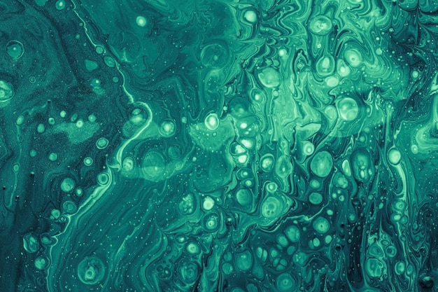 Abstract groenblauw bubbels acryl schilderij